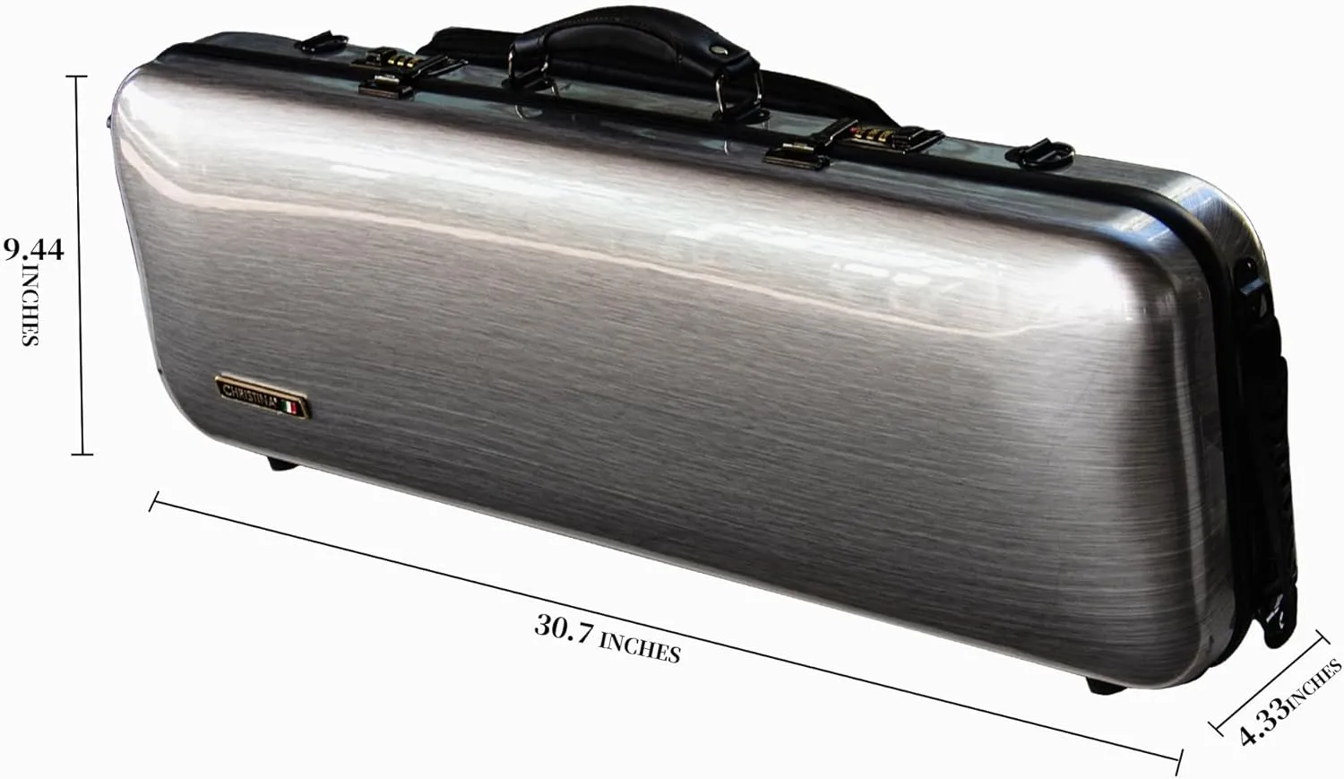 Christina violin case 4/4 Full Size Violin case High-Strength Carbon Fiber Rectangular Violin Music Bag With Combination Lock and Extra Bag Gray Violin Hard Case (VB-Square-SilveryGray spot)