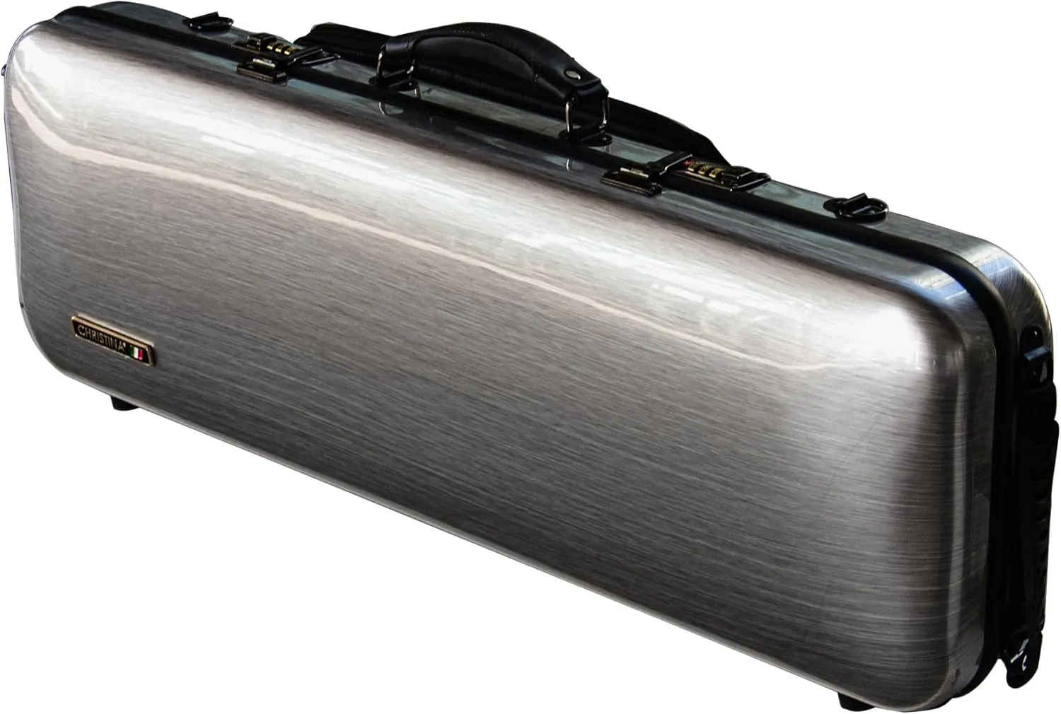 Christina violin case 4/4 Full Size Violin case High-Strength Carbon Fiber Rectangular Violin Music Bag With Combination Lock and Extra Bag Gray Violin Hard Case (VB-Square-SilveryGray spot)