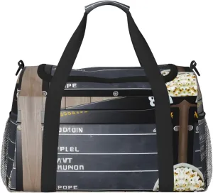 Cinema Movie Clapboard And Popcorn Travel Tote Bag â€“ Large Reusable Shopping Bag, Vacation Tote, Sports Duffel Bag with Adjustable Crossbody Strap