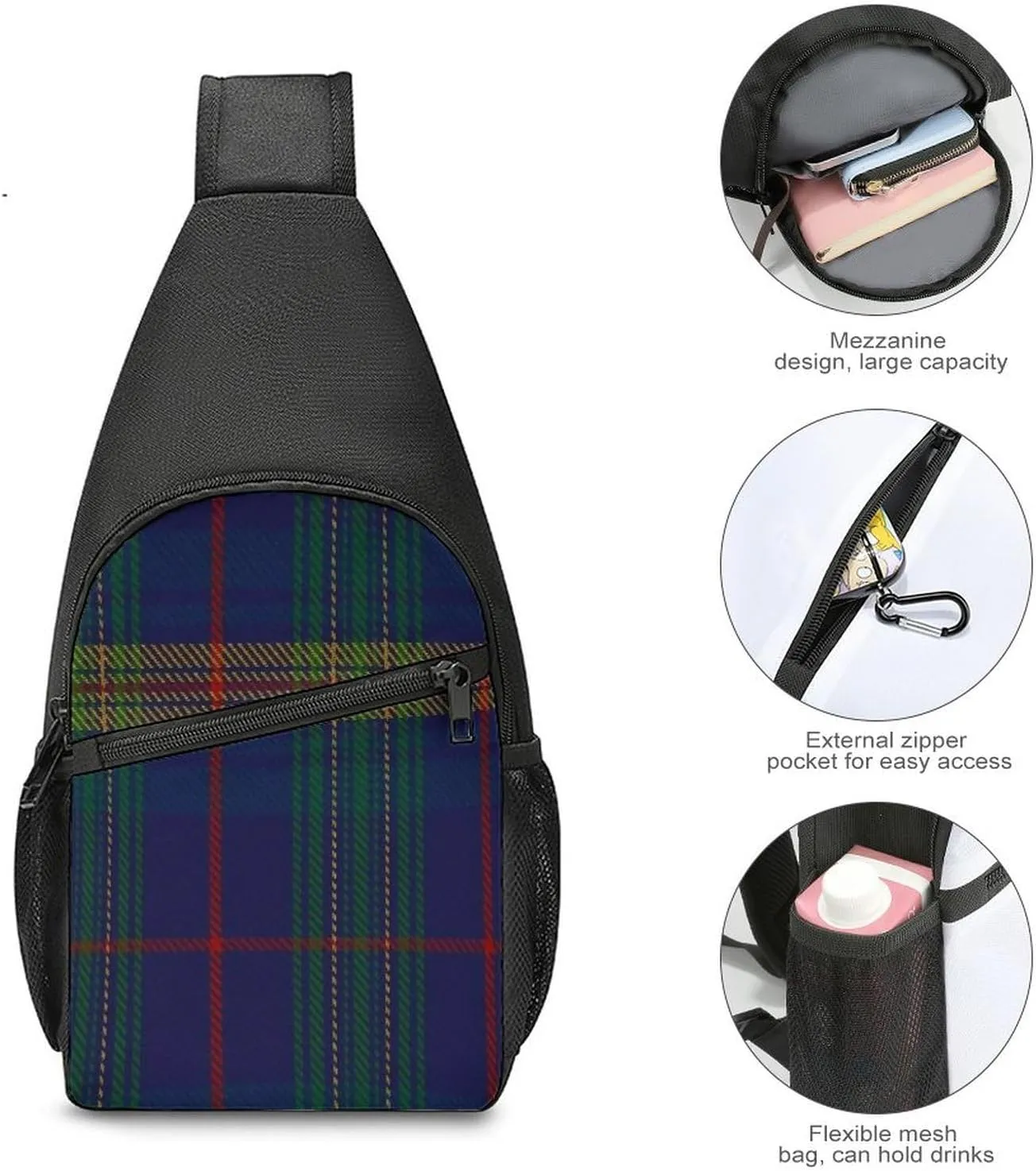 Clan Stevenson Tartan Portable Chest Bag, Large Capacity Single Shoulder Chest Bag