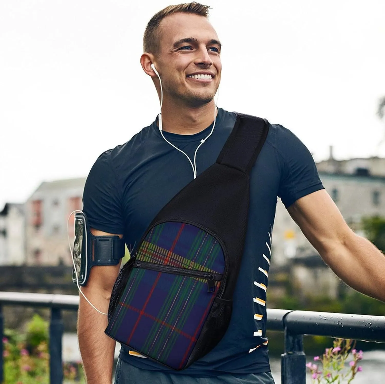 Clan Stevenson Tartan Portable Chest Bag, Large Capacity Single Shoulder Chest Bag