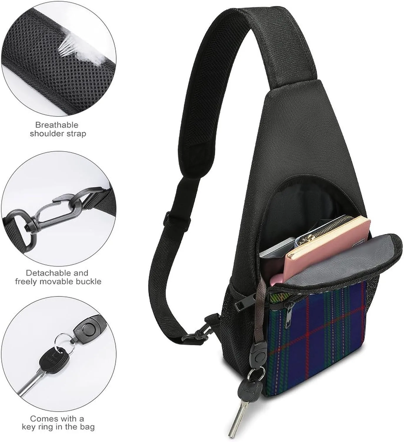 Clan Stevenson Tartan Portable Chest Bag, Large Capacity Single Shoulder Chest Bag