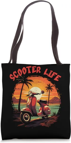 Classic Scooter Life Two-Wheeled Scooter Vintage Tote Bag
