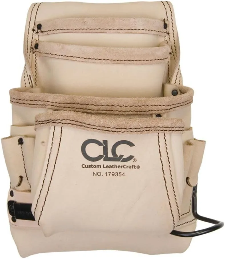 CLC Custom Leathercraft 179354 Carpenter's Nail and Tool Bag Reversed Top Grain, 10 Pocket