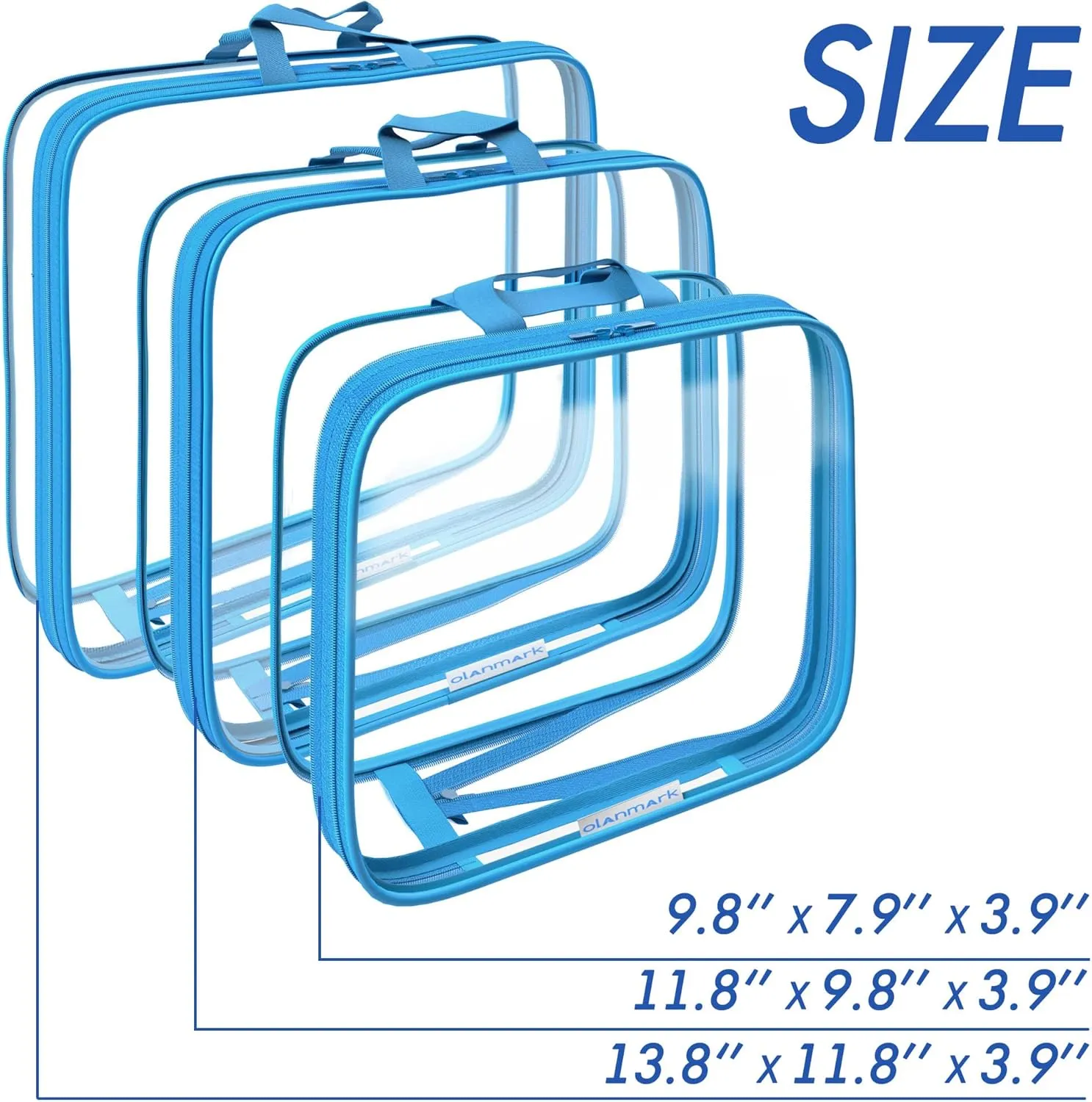 Clear Compression Packing Cubes 3 Set - Bags for Travel - Luggage Cube Organizer - Blue