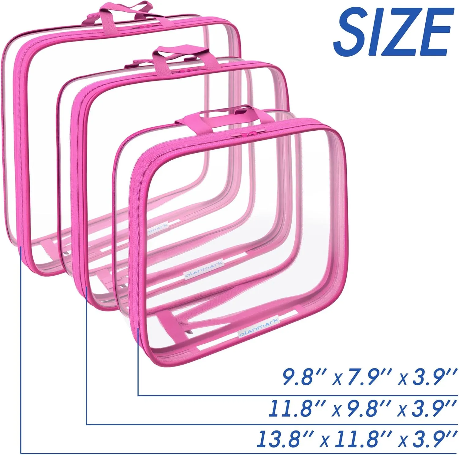 Clear Compression Packing Cubes 3 Set - Bags for Travel - Luggage Cube Organizer - Pink