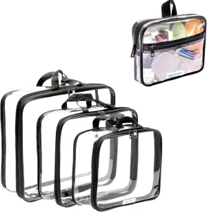 Clear Compression Packing Cubes 3 Set - TSA Approved Toiletry Bag 3-1-1 Clear Travel Cosmetic Bag with Handle