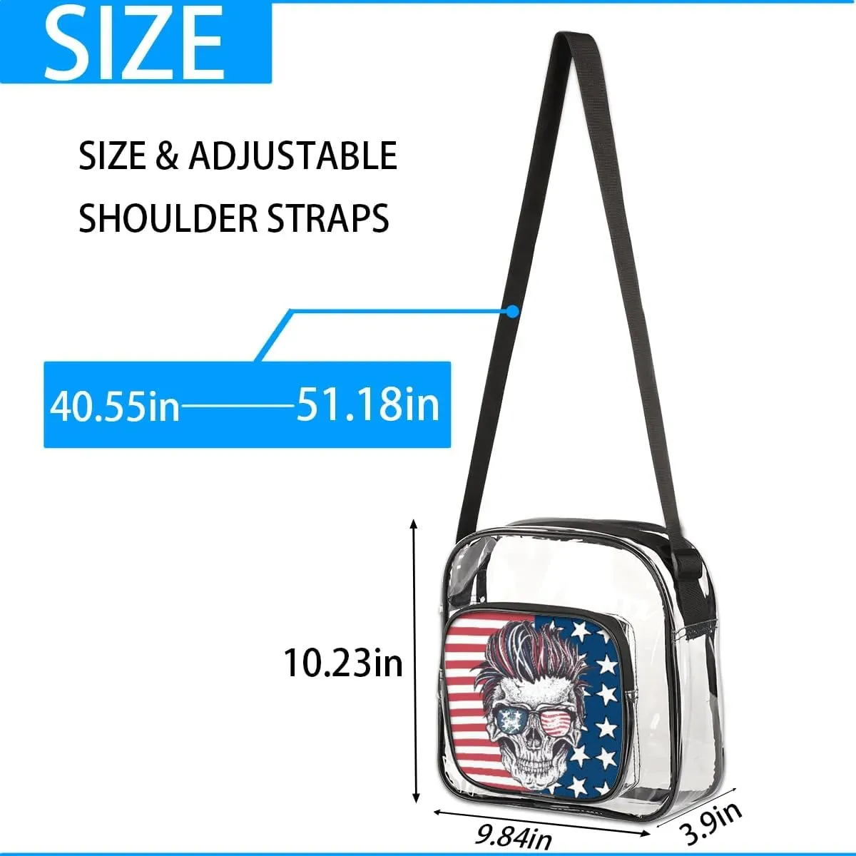 Clear Crossbody Bag Stadium Approved for Women and Men Transparent Messenger Shoulder Bag Clear Purse Bag