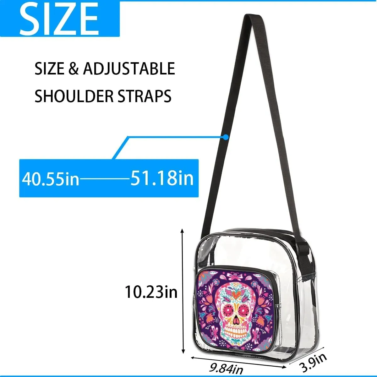 Clear Crossbody Bag Stadium Approved for Women and Men Transparent Messenger Shoulder Bag Clear Purse Bag