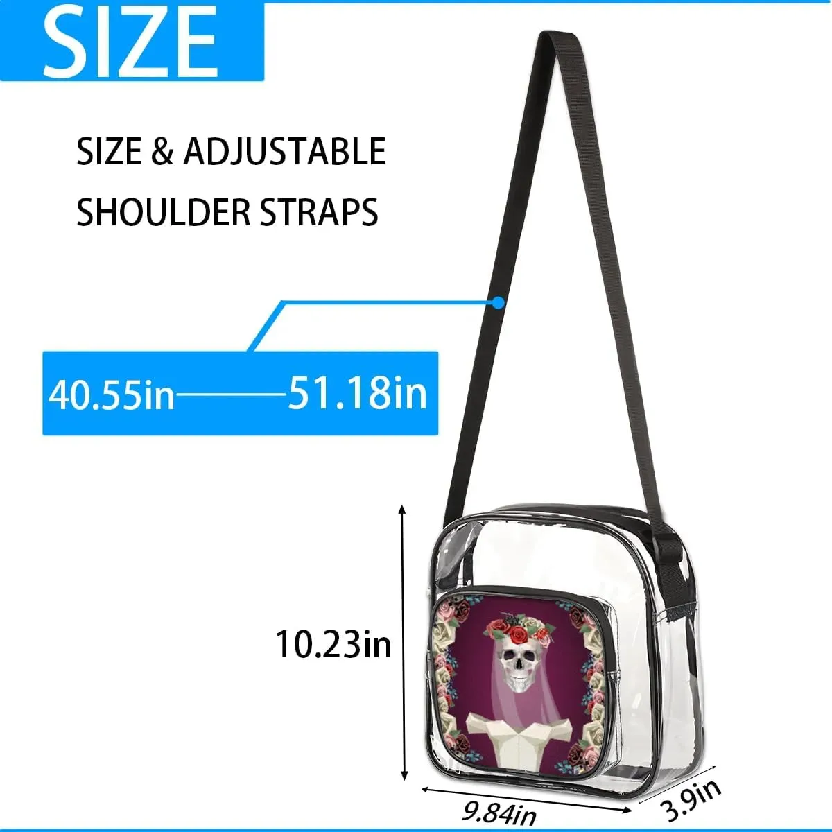 Clear Crossbody Bag Stadium Approved for Women and Men Transparent Messenger Shoulder Bag Clear Purse Bag