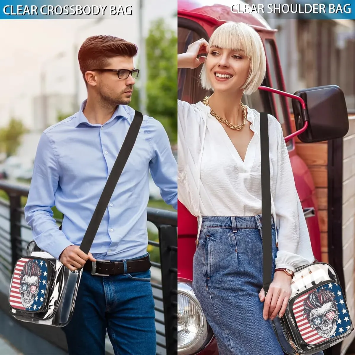 Clear Crossbody Bag Stadium Approved for Women and Men Transparent Messenger Shoulder Bag Clear Purse Bag