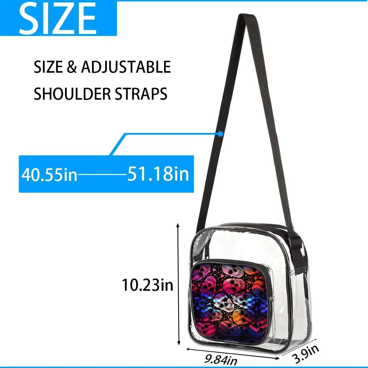 Clear Crossbody Bag Stadium Approved for Women and Men Transparent Messenger Shoulder Bag Clear Purse Bag