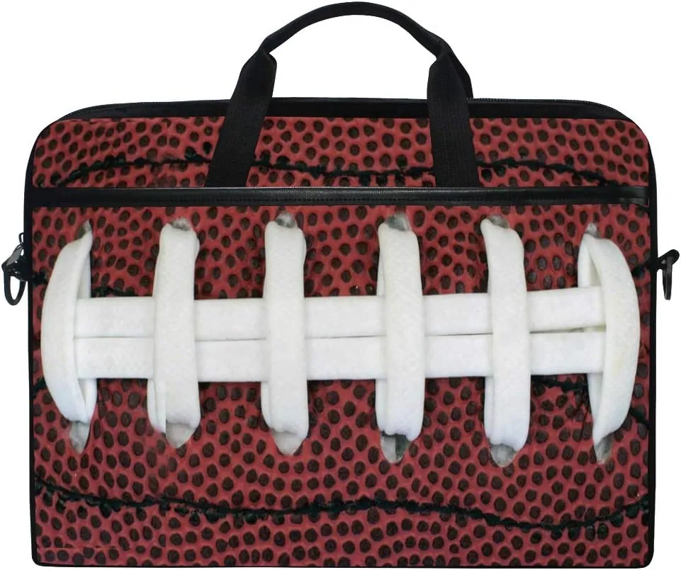 Closeup View of Grip Football Sports Laptop Case Bag Sleeve Portable/Crossbody Messenger Briefcase Convertible w/Strap Pocket for MacBook Air/Pro Surface Dell ASUS hp Lenovo 15-15.4 Inch