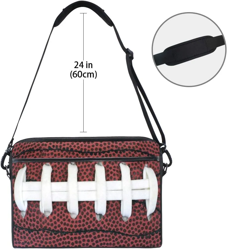 Closeup View of Grip Football Sports Laptop Case Bag Sleeve Portable/Crossbody Messenger Briefcase Convertible w/Strap Pocket for MacBook Air/Pro Surface Dell ASUS hp Lenovo 15-15.4 Inch