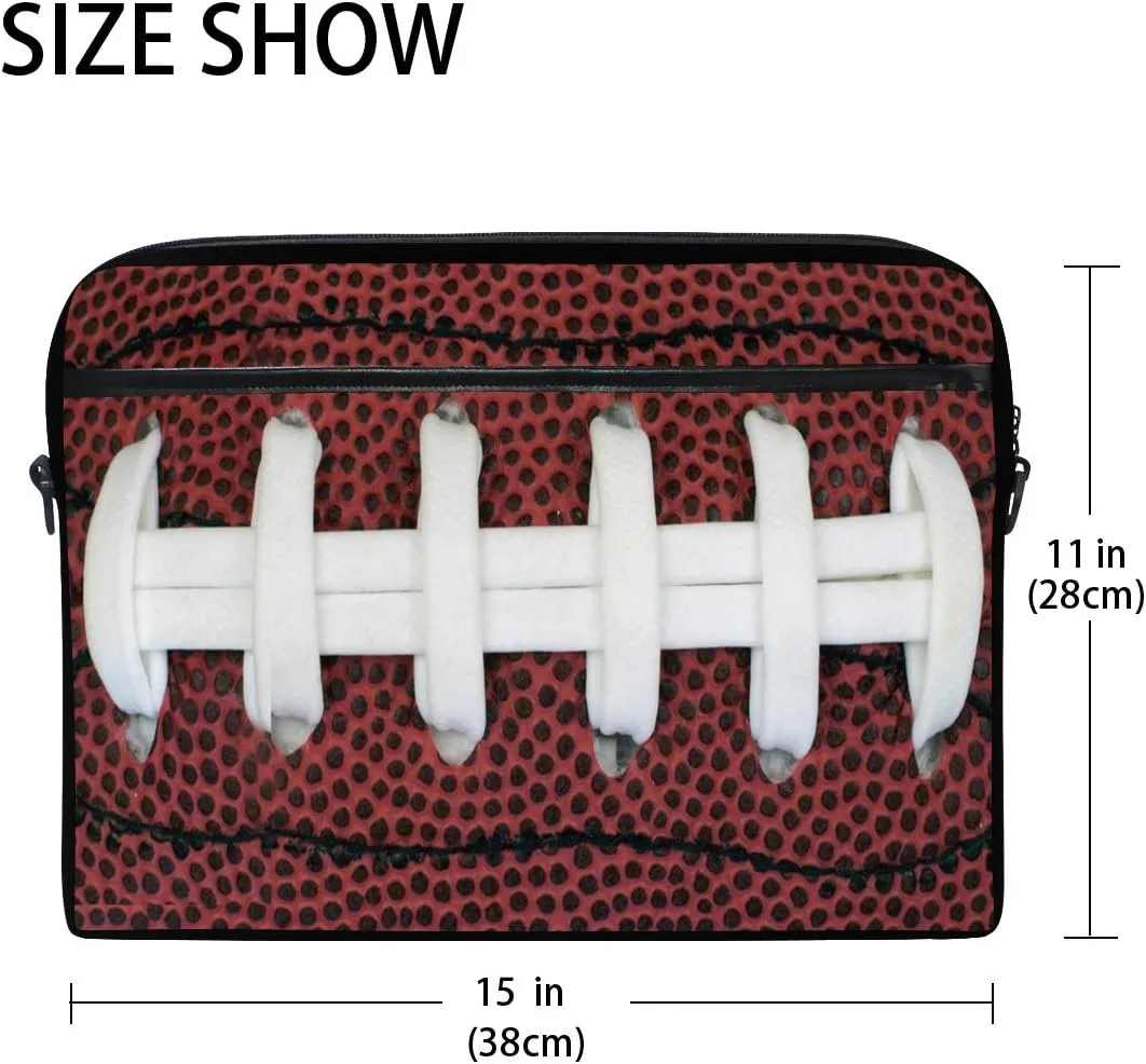 Closeup View of Grip Football Sports Laptop Case Bag Sleeve Portable/Crossbody Messenger Briefcase Convertible w/Strap Pocket for MacBook Air/Pro Surface Dell ASUS hp Lenovo 15-15.4 Inch