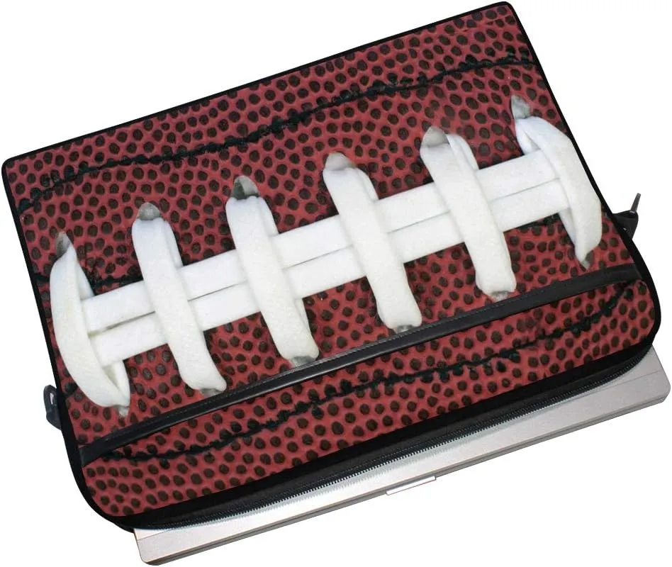 Closeup View of Grip Football Sports Laptop Case Bag Sleeve Portable/Crossbody Messenger Briefcase Convertible w/Strap Pocket for MacBook Air/Pro Surface Dell ASUS hp Lenovo 15-15.4 Inch