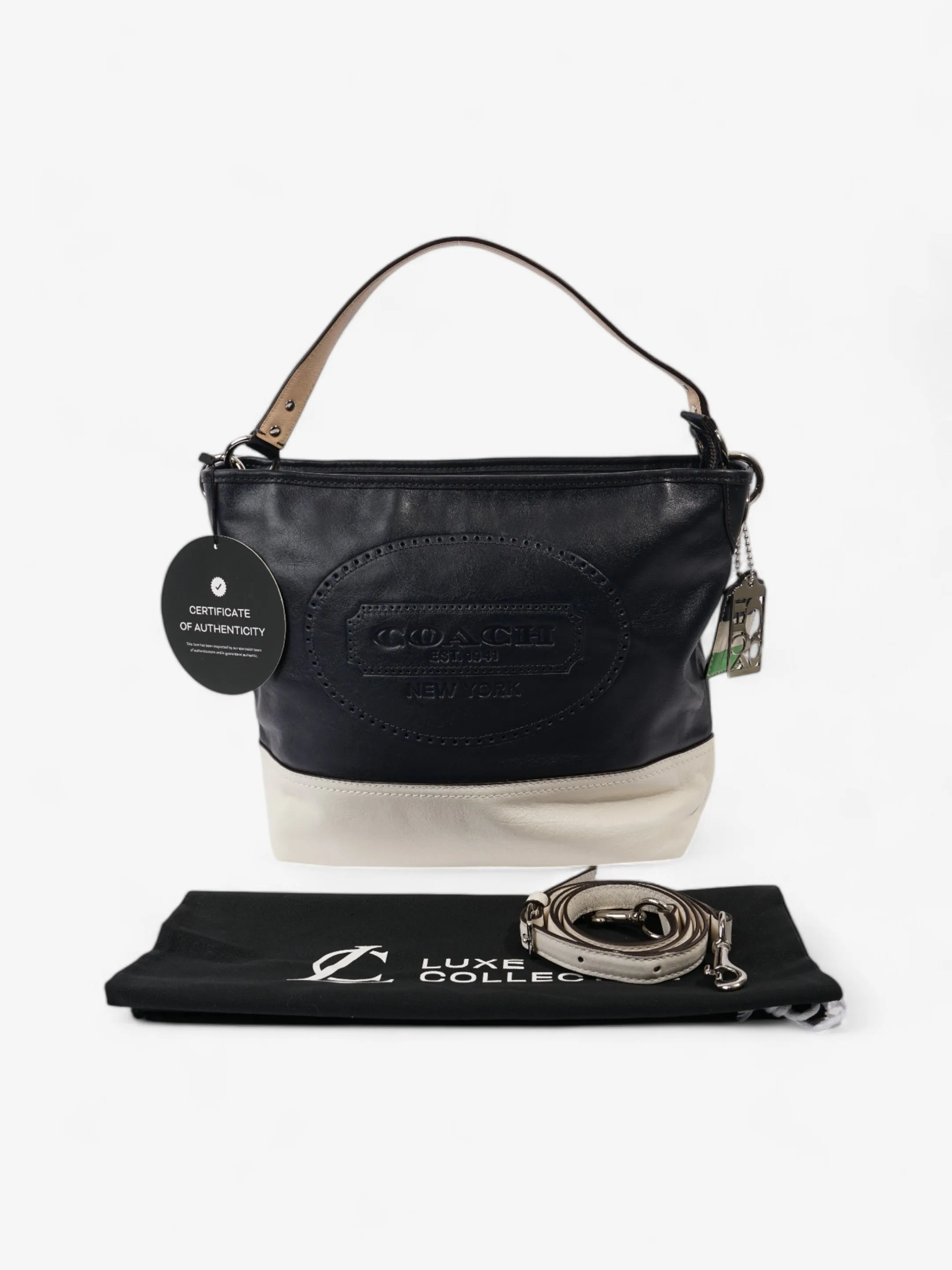 Coach 19393 Hamptons Navy Blue / Cream Leather