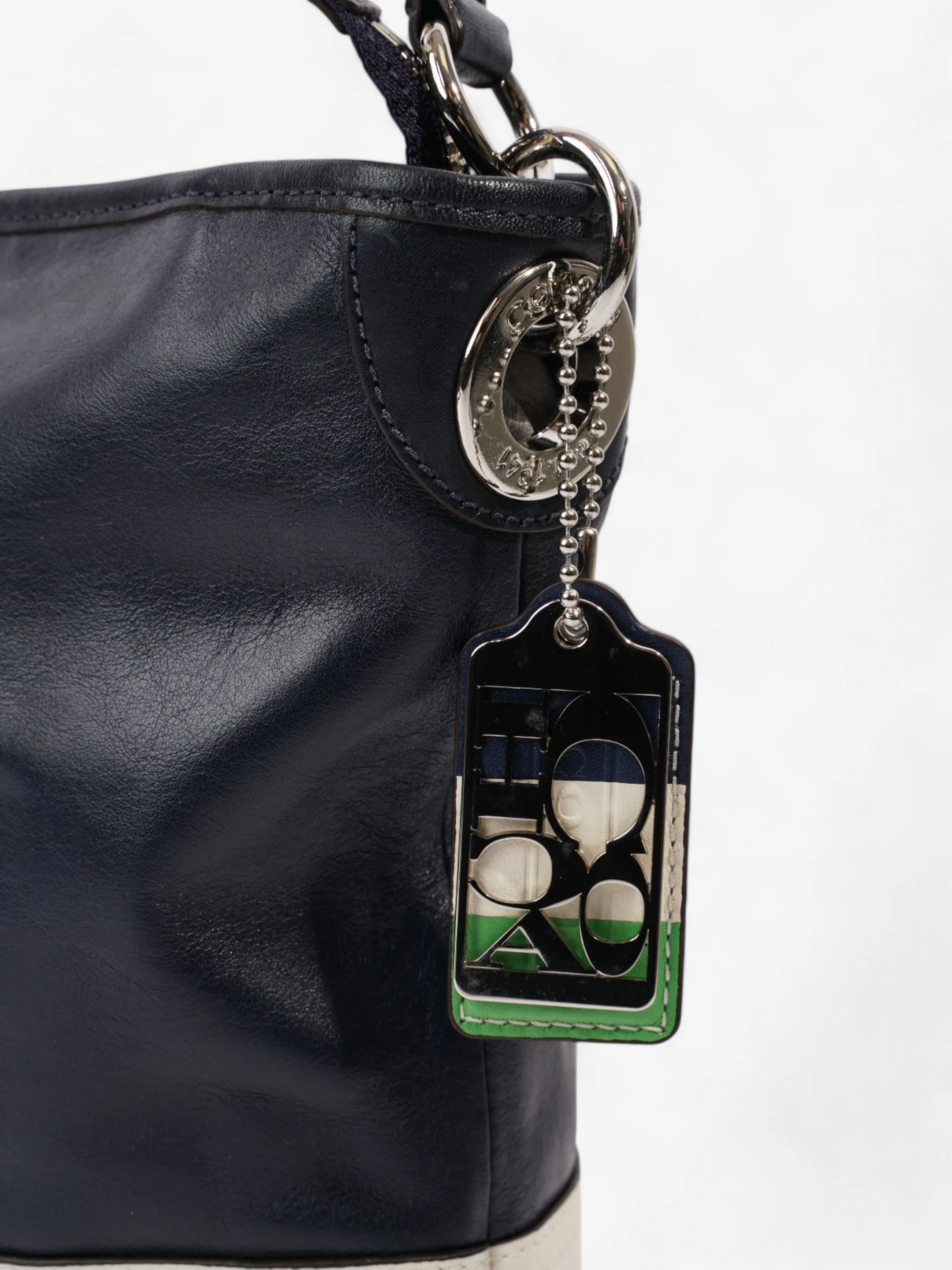 Coach 19393 Hamptons Navy Blue / Cream Leather