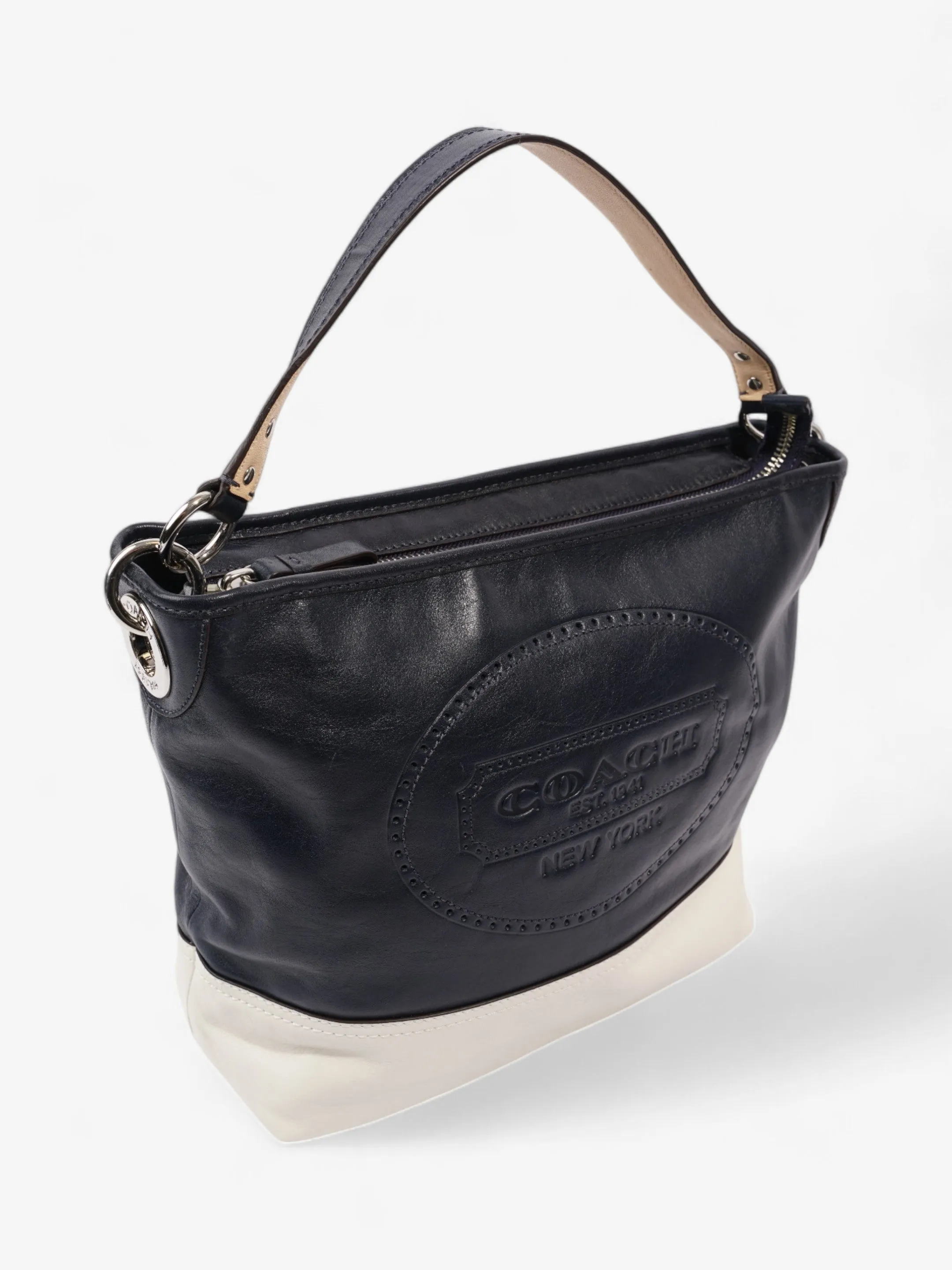 Coach 19393 Hamptons Navy Blue / Cream Leather