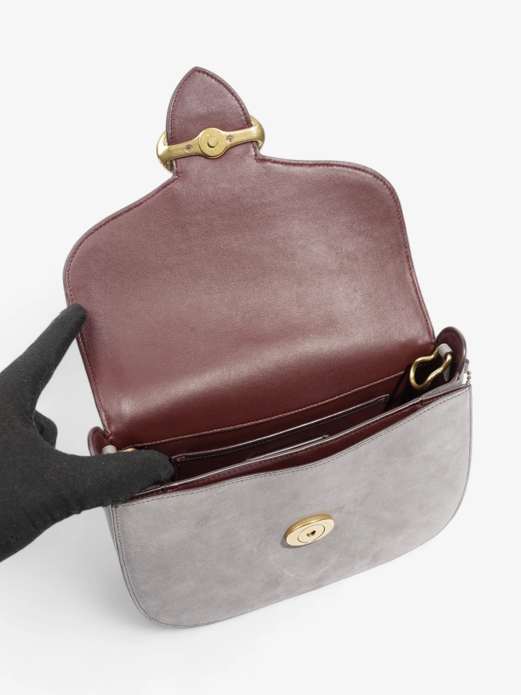 Coach Kat Saddle Grey Suede