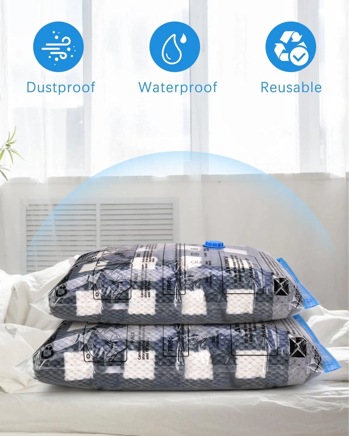 Colemoly Vacuum Storage Bags 18 Pack Vacuum Seal Bags Without Electric Pump Space Saver Storage Bags for travel, Storage and Organization (4 Jumbo/ 4 Large/ 3 Medium/ 3 Small/ 4 Roll Up)