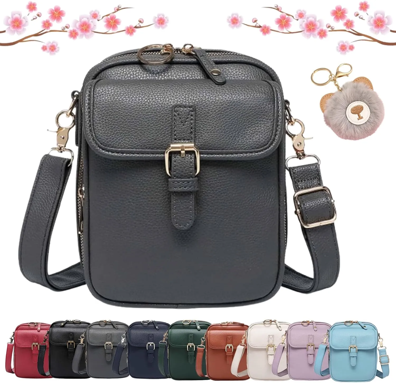 Collaboraten Crossbody Leather Bag, Vintage Anti Theft Crossbody Bag with 10 Card Slots Shoulder Bag for Women Travel