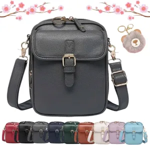 Collaboraten Crossbody Leather Bag, Vintage Anti Theft Crossbody Bag with 10 Card Slots Shoulder Bag for Women Travel