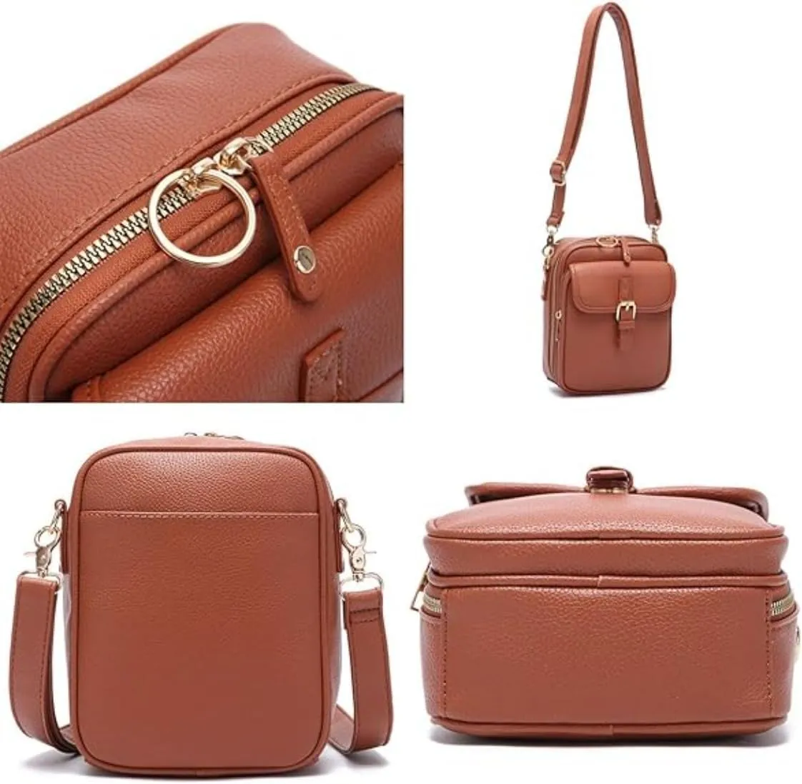 Collaboraten1 Crossbody Leather Bag, Large Capacity With 10 Card Slots, Casual Single-Shoulder Bag (Grey)
