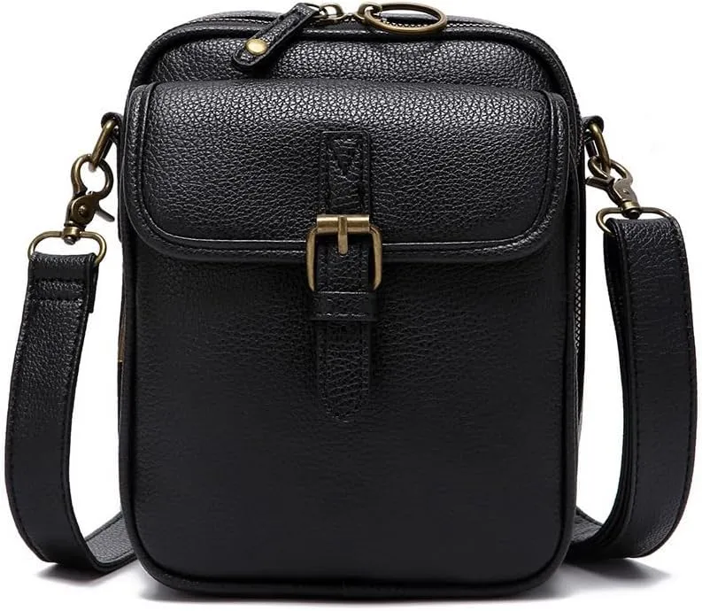 Collaboraten1 Crossbody Leather Bag, Large Capacity With 10 Card Slots, Casual Single-Shoulder Bag (Grey)