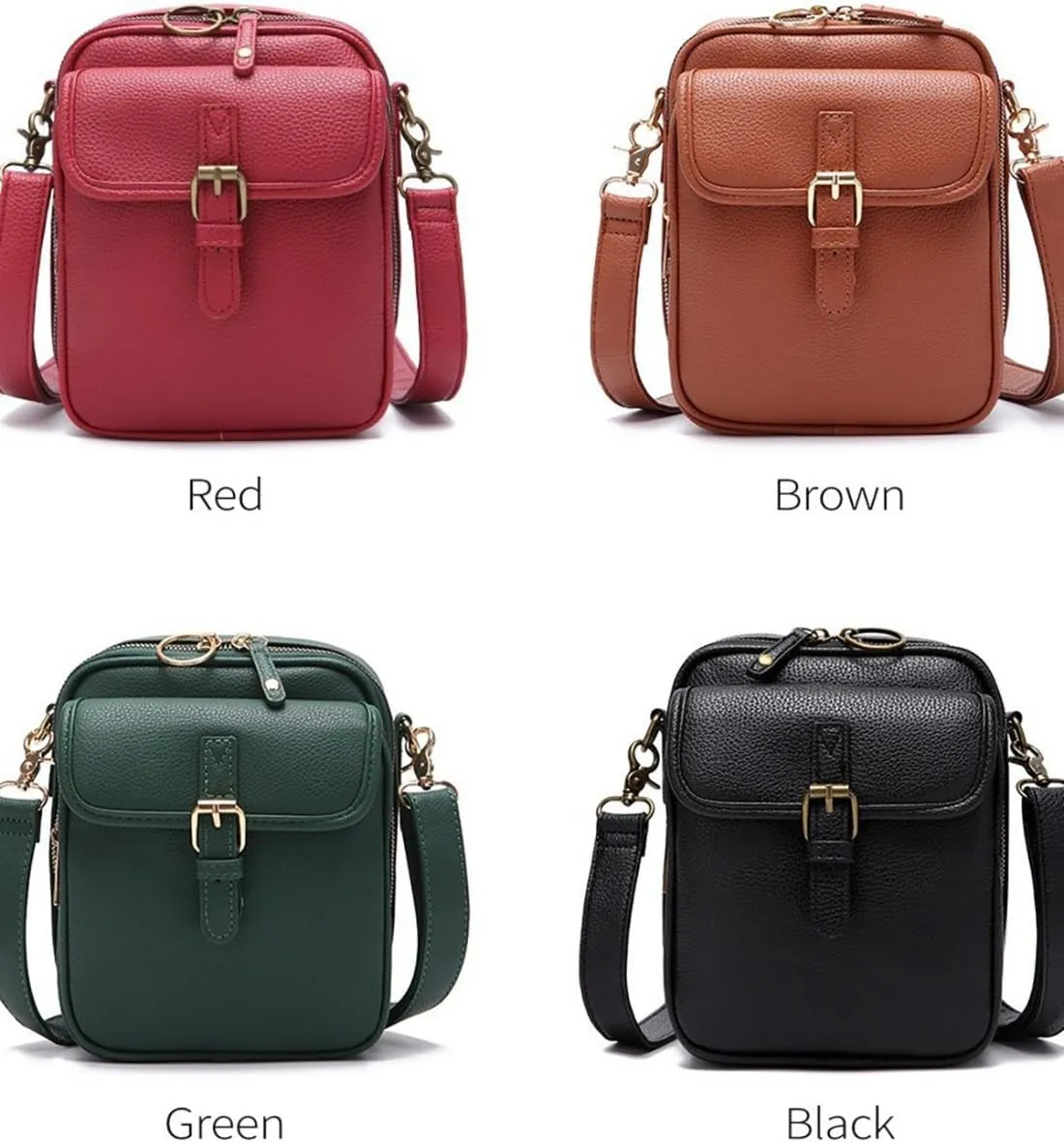 Collaboraten1 Crossbody Leather Bag, Large Capacity With 10 Card Slots, Casual Single-Shoulder Bag (Grey)