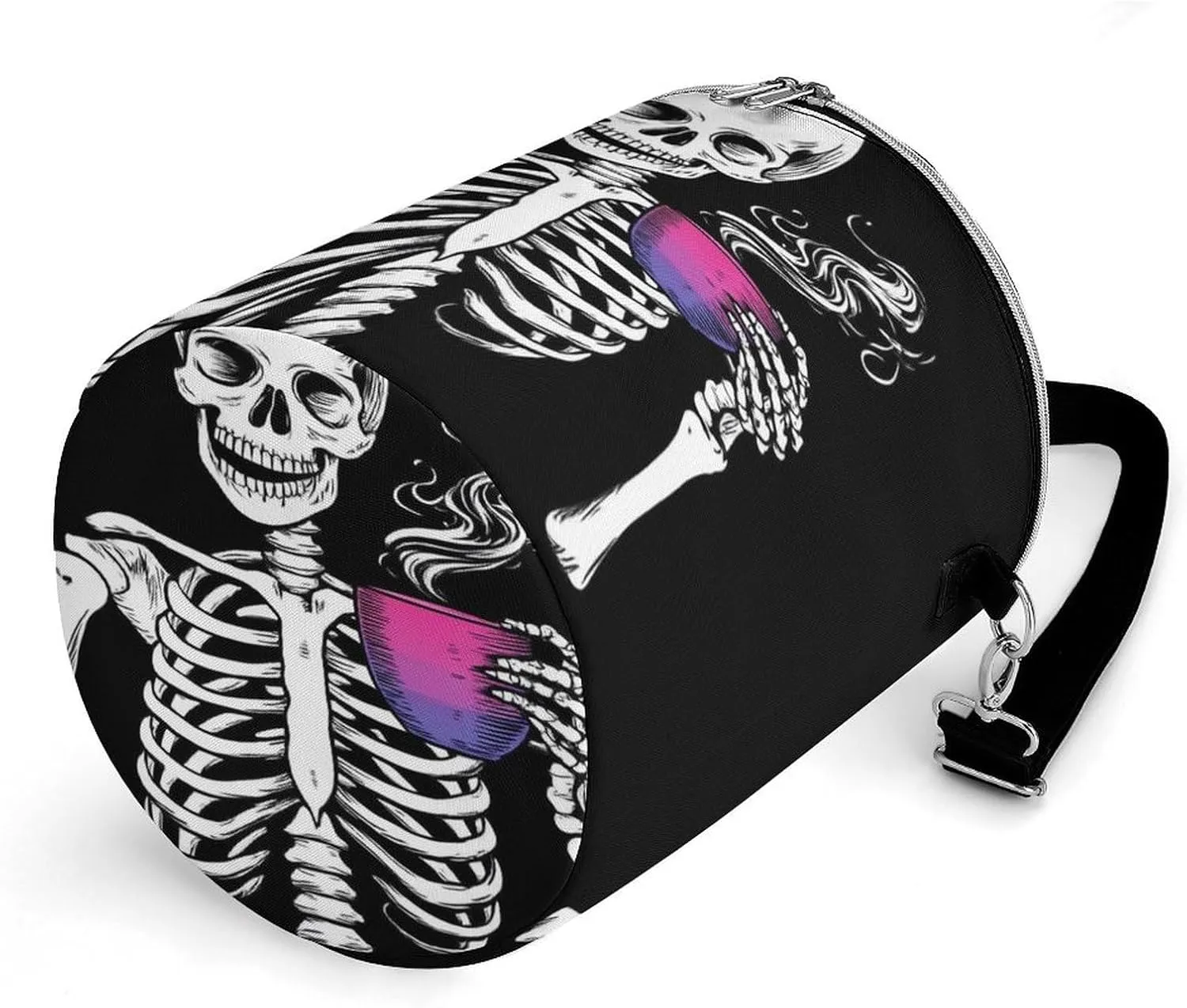 Collapsible Skull Skeleton Bisexual Pride Flag Art Lunch Backpack for Women, Large Capacity Cooler Bag for Camping Picnic Lunch Travel Outdoor Beach