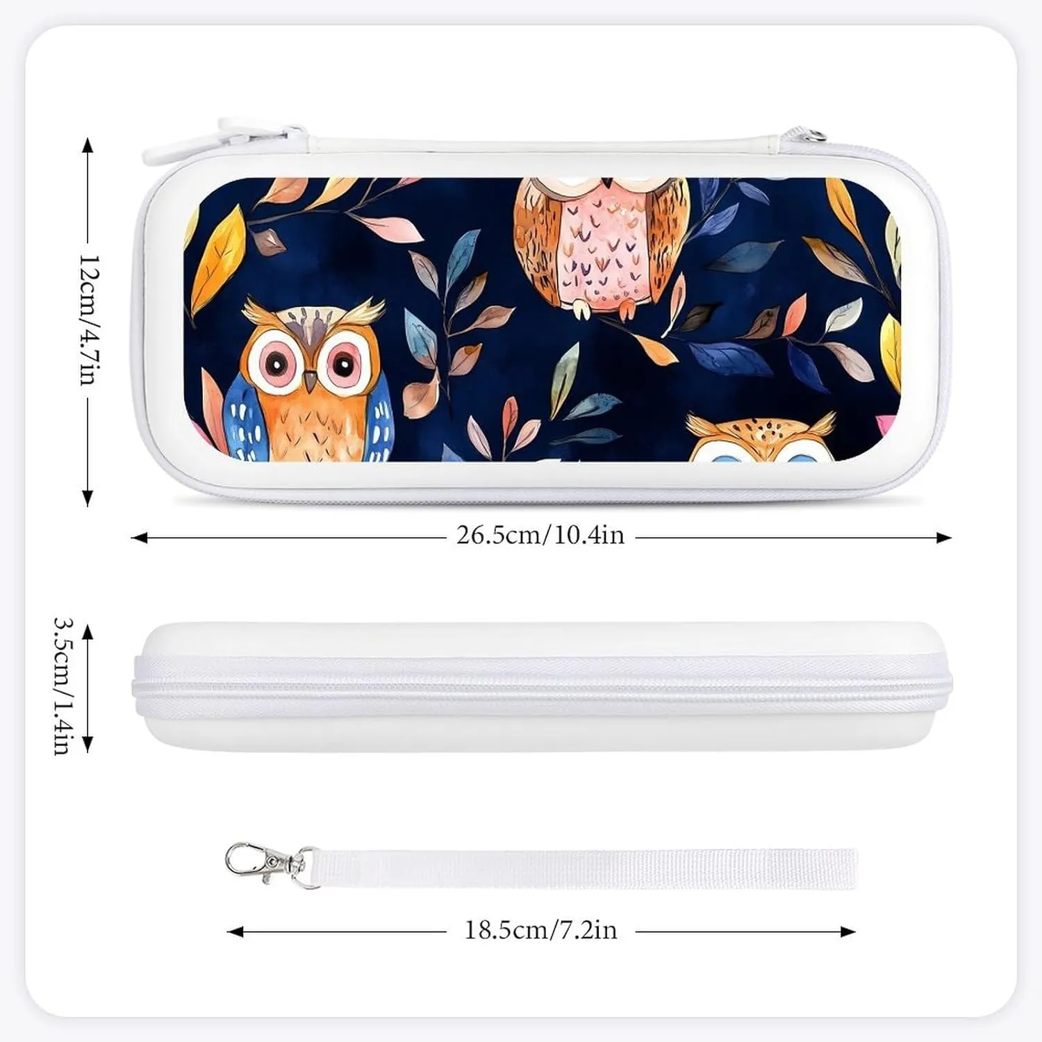 Colorful Owls And Leaves Compatible with Switch Carrying Case Hard Travel Game Bag Pouch with 15 Games Accessories