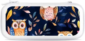 Colorful Owls And Leaves Compatible with Switch Carrying Case Hard Travel Game Bag Pouch with 15 Games Accessories