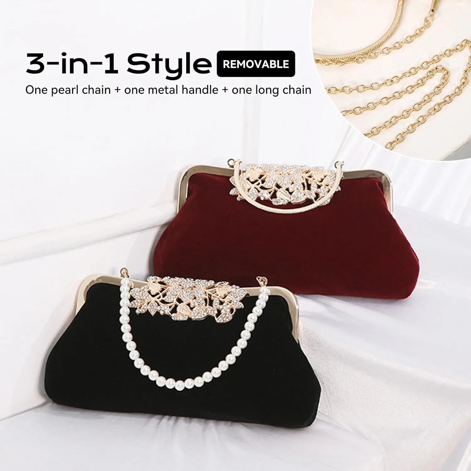 Comeon Womens Rhinestone Evening Clutch Bags Sparkling Crystal Diamond Party Handbags Velvet Wedding Cocktail Formal Purses