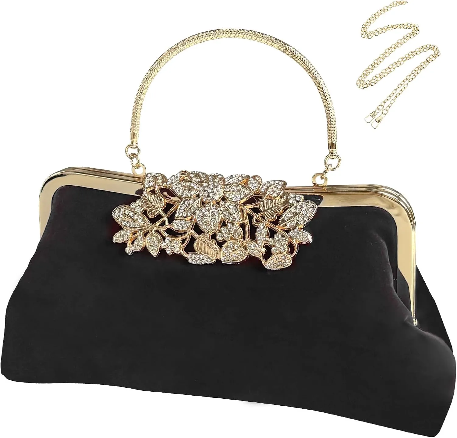 Comeon Womens Rhinestone Evening Clutch Bags Sparkling Crystal Diamond Party Handbags Velvet Wedding Cocktail Formal Purses