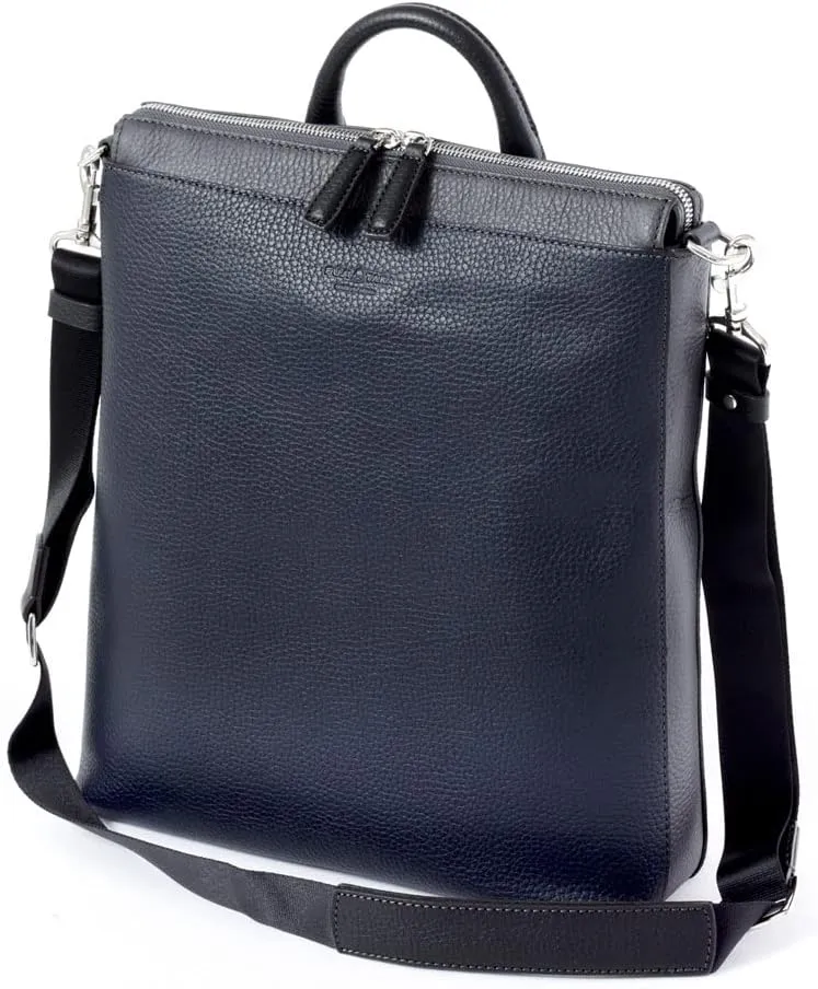 Compact Genuine Leather Shoulder Bag Sol, Made In Japan, No.627514, Navy