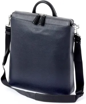 Compact Genuine Leather Shoulder Bag Sol, Made In Japan, No.627514, Navy
