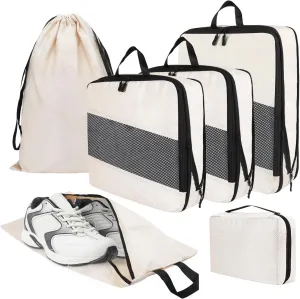Compression Packing Cubes - 6 Set Travel Cubes For Packing, Lightweight Luggage Suitcase Organizer Bags, Essential Travel Accessories