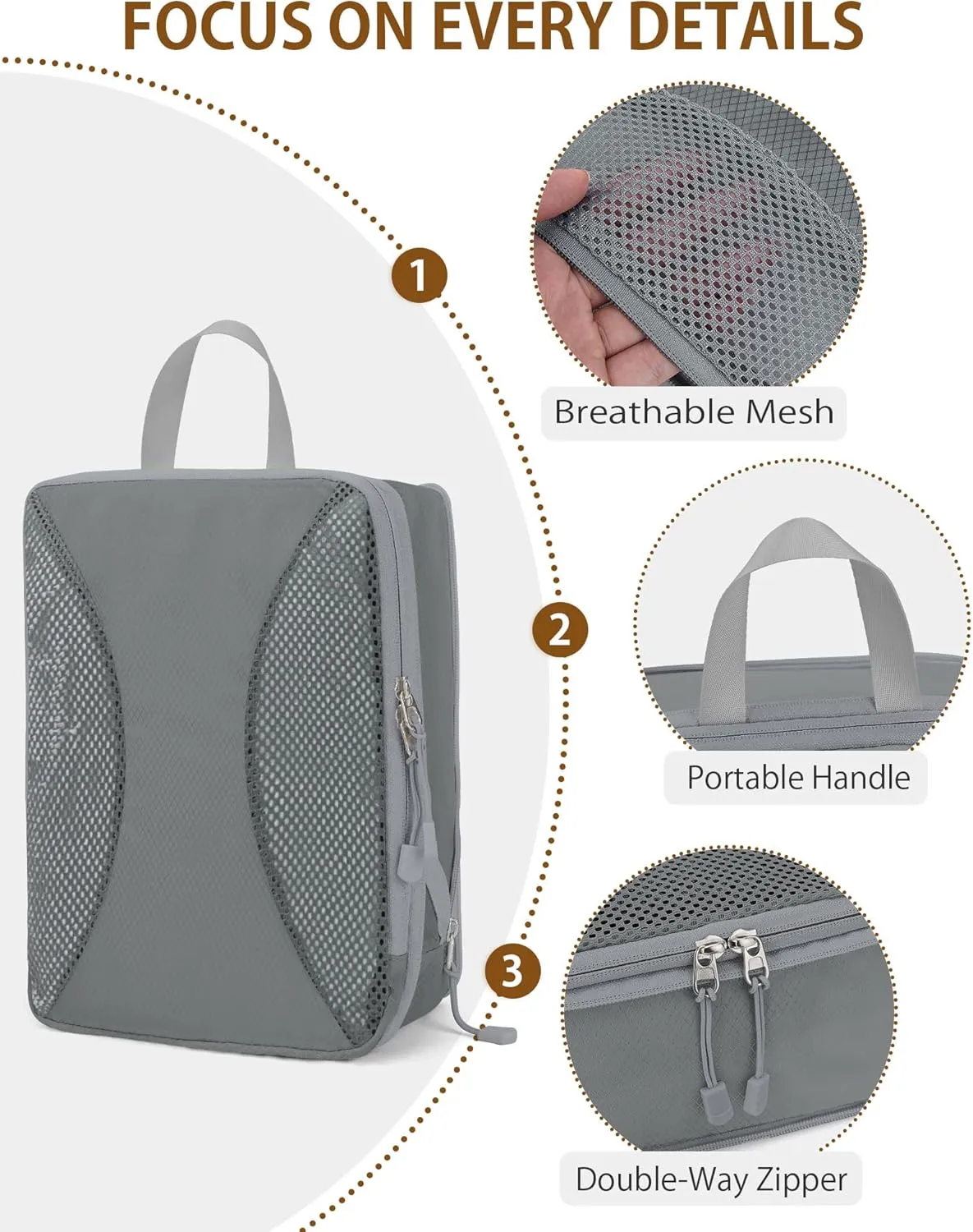 Compression Packing Cubes 8 Sets, Packing Organizers, Extensible Suitcase Organiser Bags, Travel Organizer Cubes for Travel Essentials Grey
