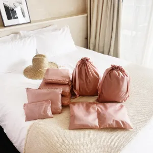 Compression Packing Cubes & Packing Bags – Recycled Nylon – 8 pc – Pink/Blush