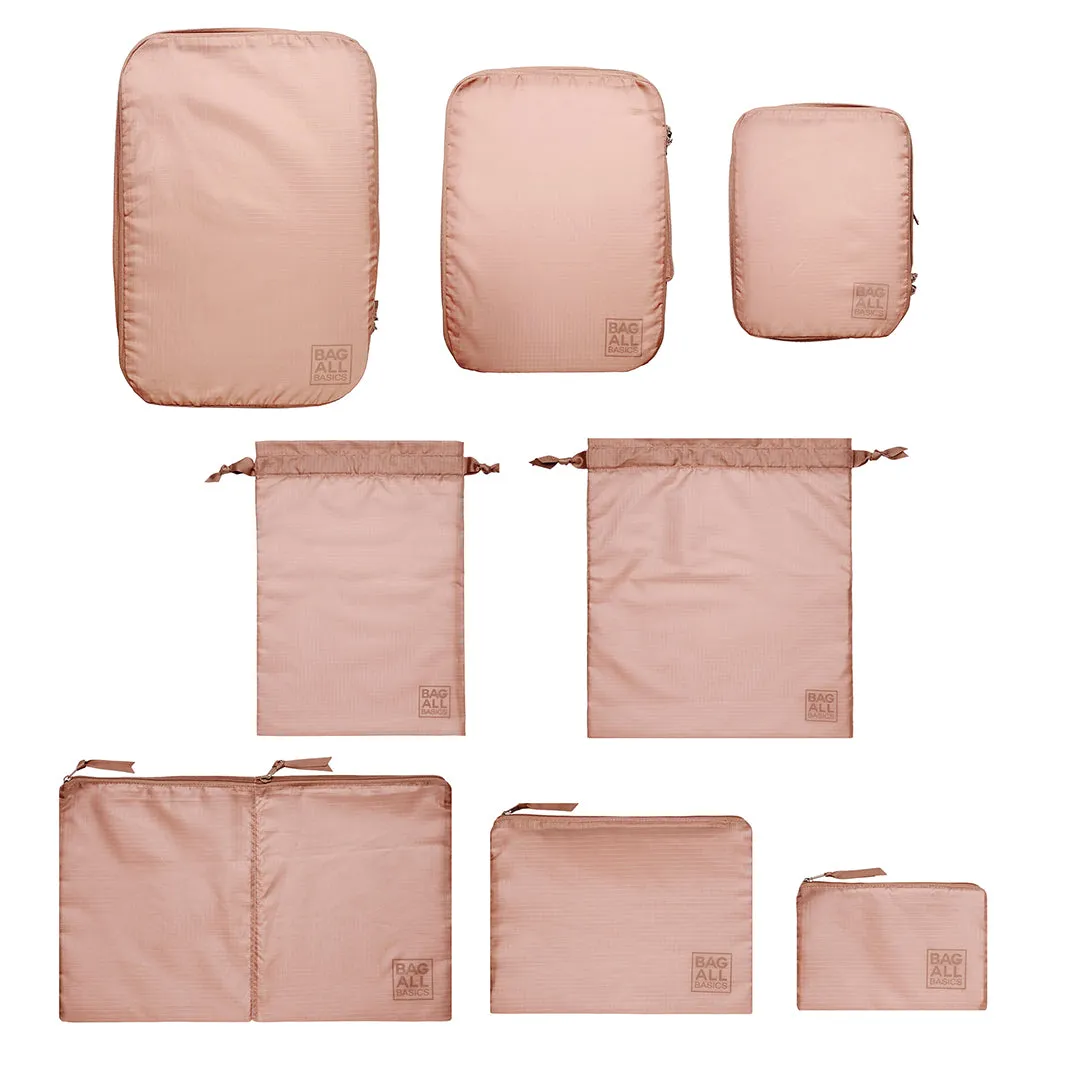 Compression Packing Cubes & Packing Bags – Recycled Nylon – 8 pc – Pink/Blush