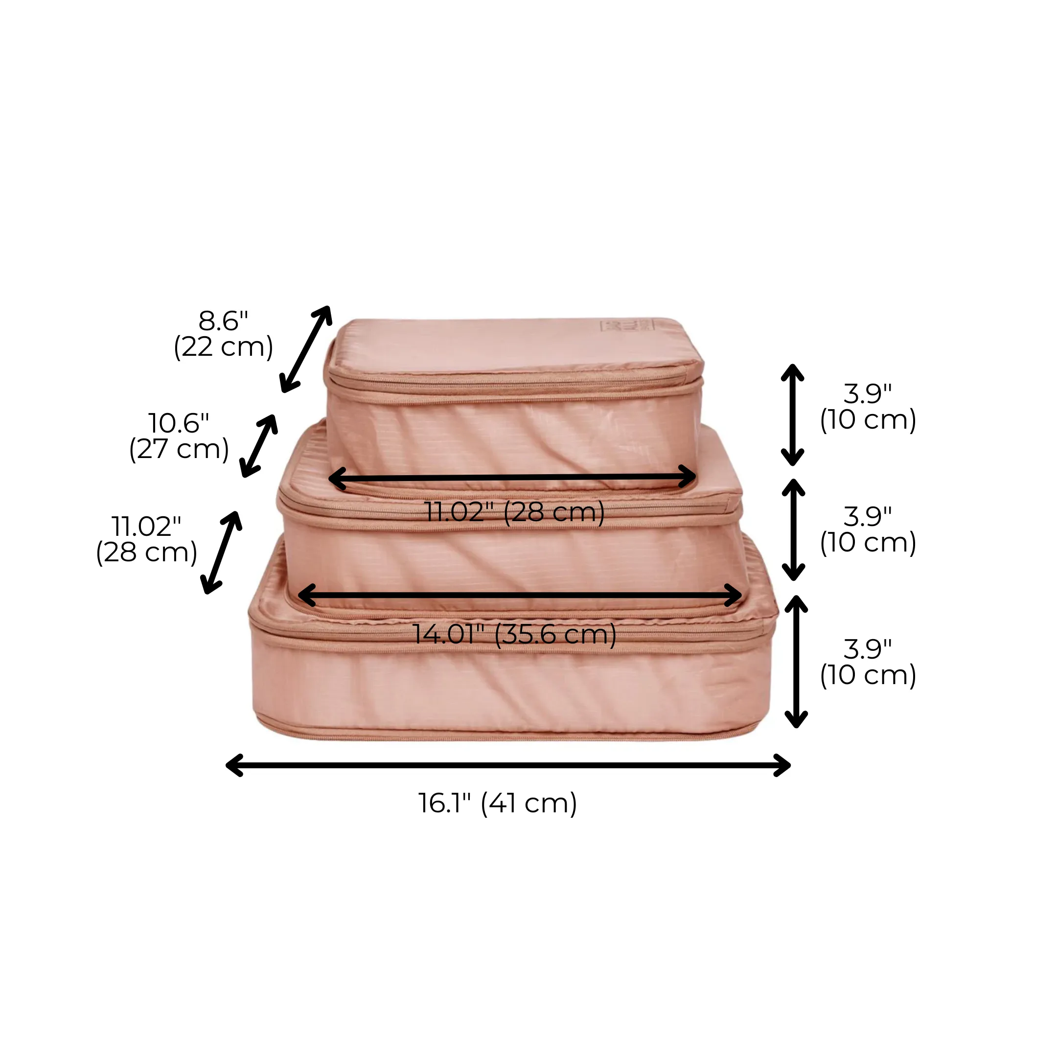 Compression Packing Cubes & Packing Bags – Recycled Nylon – 8 pc – Pink/Blush