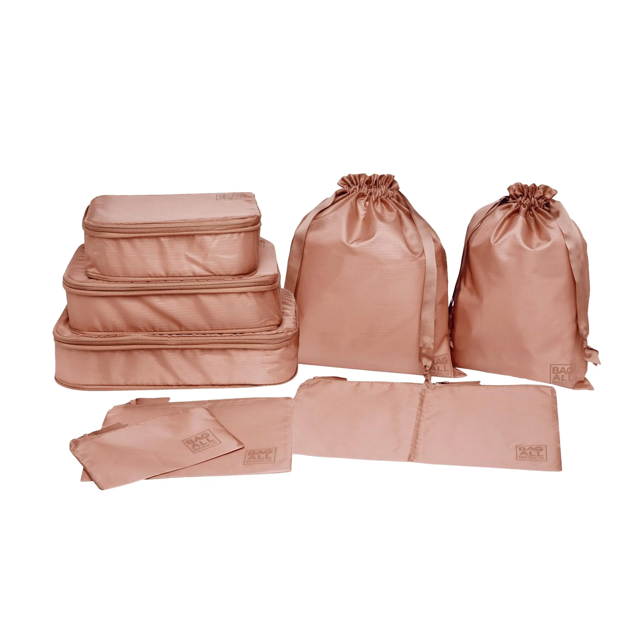 Compression Packing Cubes & Packing Bags – Recycled Nylon – 8 pc – Pink/Blush