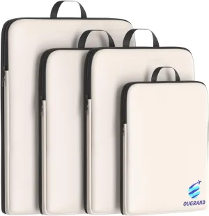 Compression Packing Cubes for Travel - 4 Set Expandable Luggage Packing Organizers Compression Packing Cubes for Carry-on Suitcases Travel Essentials Bags