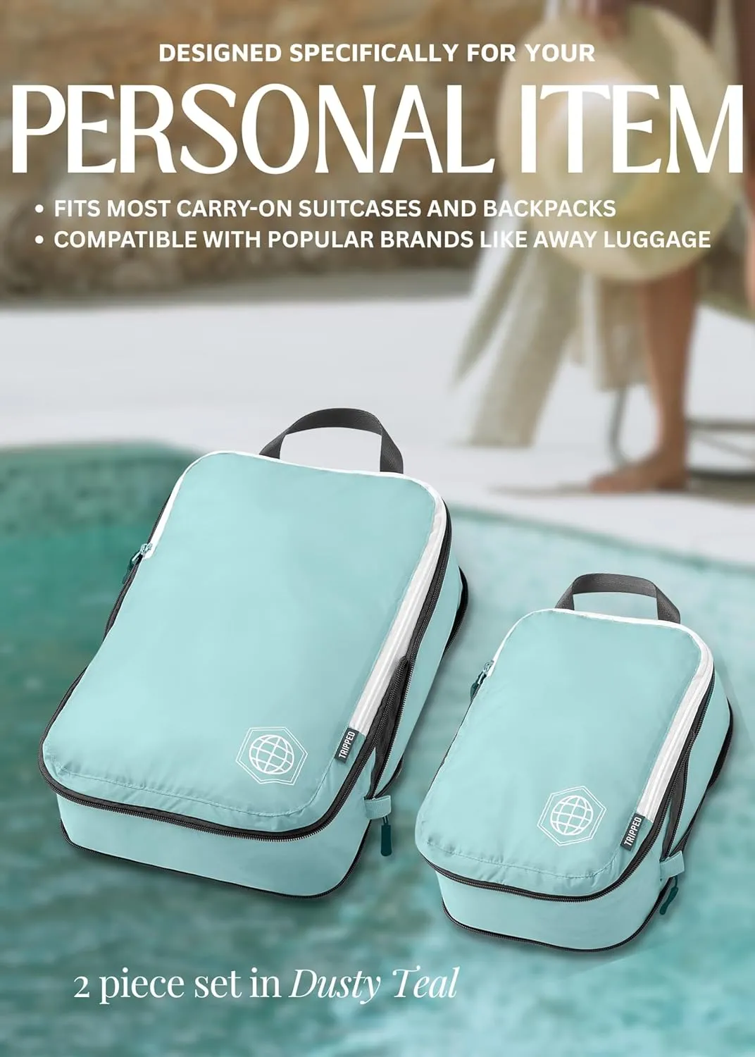 Compression Packing Cubes for Travel - Luggage and Backpack Organizer Packaging Cubes for Clothes by TRIPPED Travel Gear