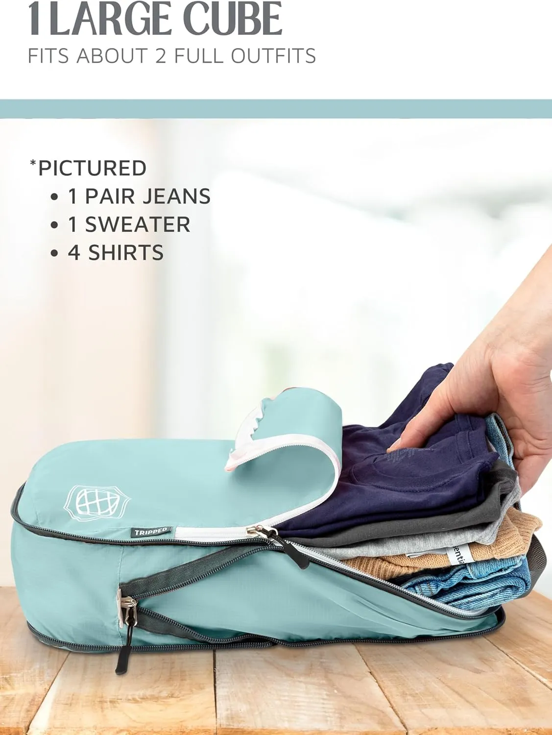 Compression Packing Cubes for Travel - Luggage and Backpack Organizer Packaging Cubes for Clothes by TRIPPED Travel Gear