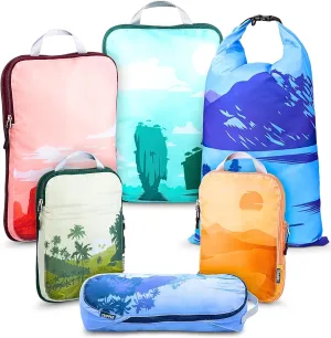 Compression Packing Cubes for Travel - Luggage and Backpack Organizer Packaging Cubes for Clothes by TRIPPED Travel Gear