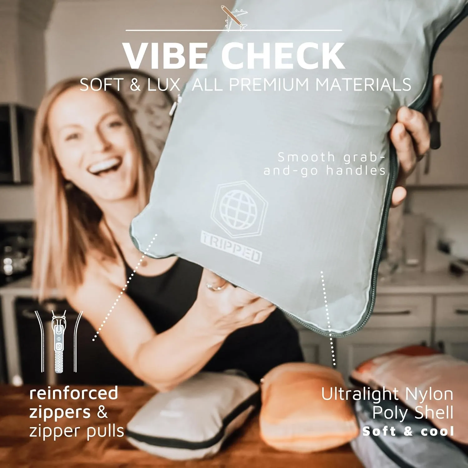 Compression Packing Cubes for Travel - Luggage and Backpack Organizer Packaging Cubes for Clothes by TRIPPED Travel Gear