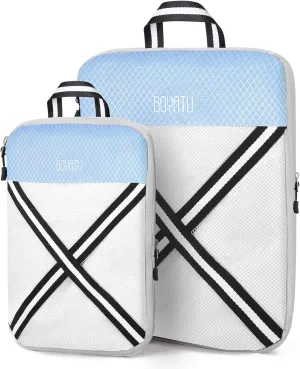 Compression Packing Cubes Suitcases Organizer: 2/4/6 Sets Travel Storage Bags for Luggage - Travel Essentials for Space Saver Blue-2