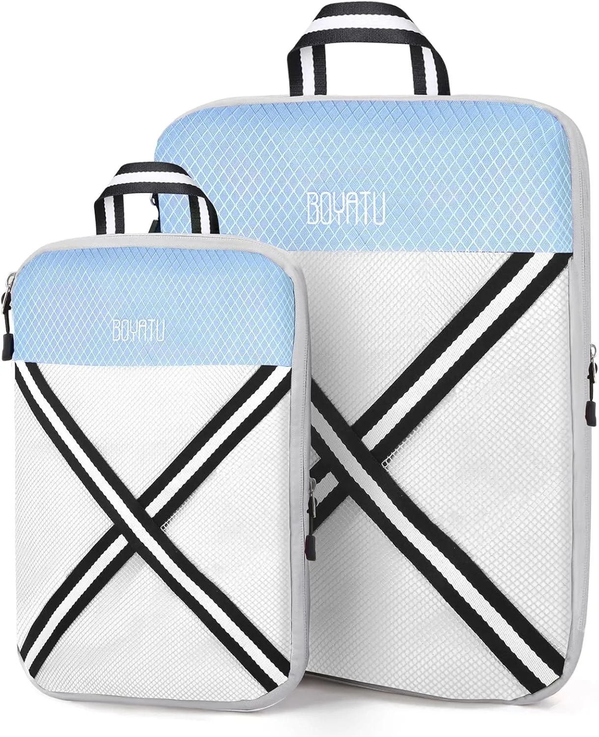 Compression Packing Cubes Suitcases Organizer: 2/4/6 Sets Travel Storage Bags for Luggage - Travel Essentials for Space Saver Blue-2